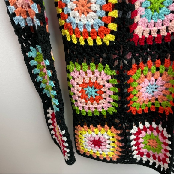 BiBi Crocheted Granny Square Cardigan Sweater - Picture 3 of 7